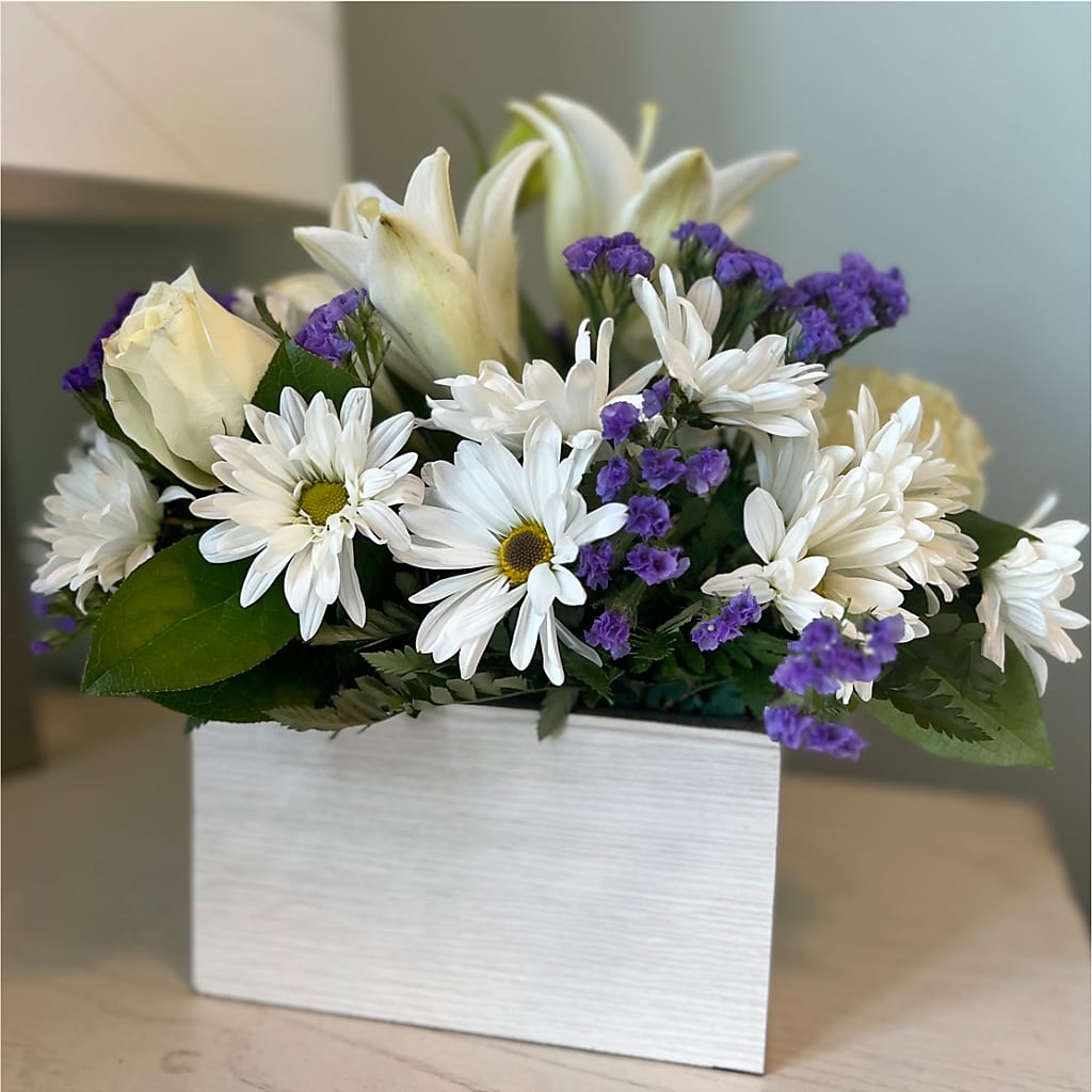 Beyond Blue Box Bouquet – BERMAN'S FLOWERS, Kingsburg CA