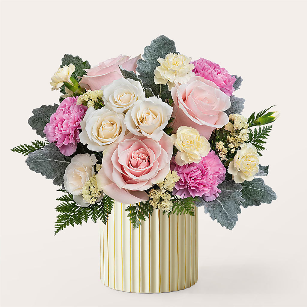 Blissful Moments Bouquet with Ivory Vase – BERMAN'S FLOWERS, Kingsburg CA