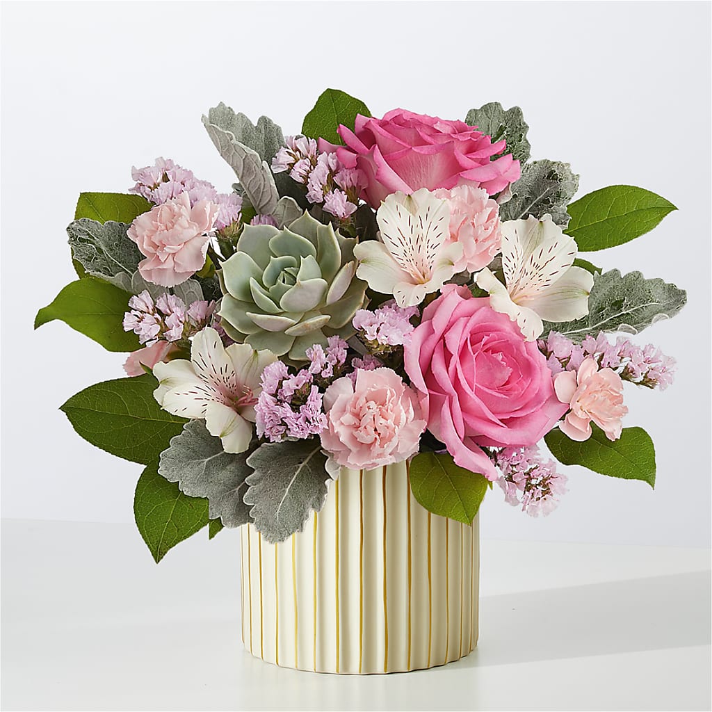 Dusty Rose Bouquet with Ivory Vase – BERMAN'S FLOWERS, Kingsburg CA