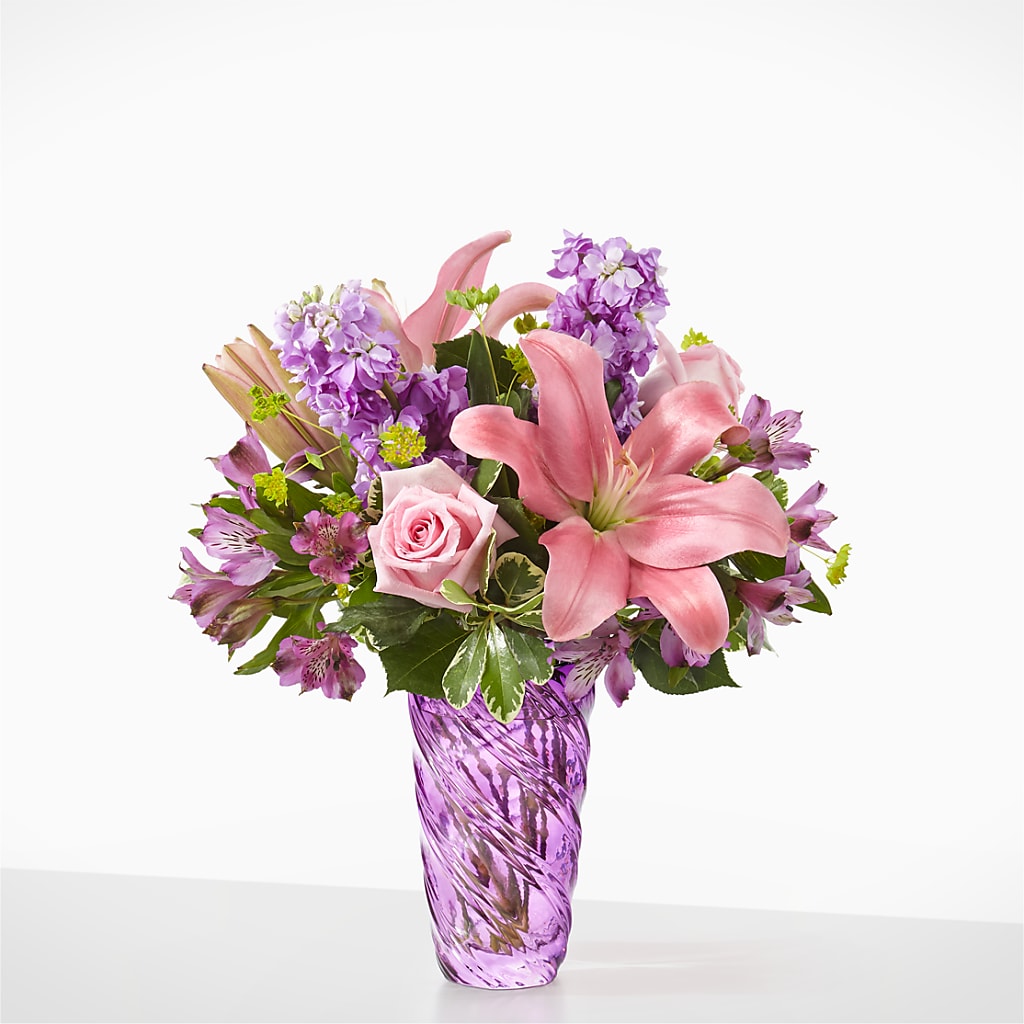 Precious Petals Bouquet with Luxe Swirl Vase – BERMAN'S FLOWERS, Kingsburg CA