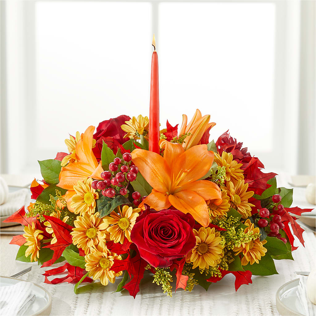 Autumn's Embrace Centerpiece – BERMAN'S FLOWERS, Kingsburg CA