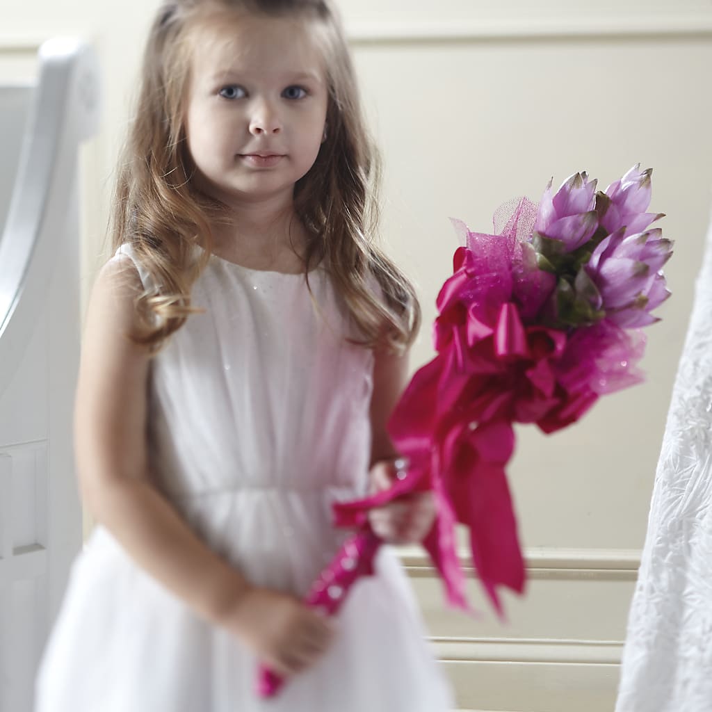 Sparkle Pink Flower Girl Bouquet – BERMAN'S FLOWERS, Kingsburg CA