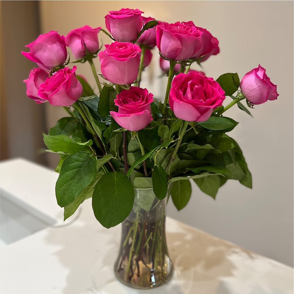 Long Stem Pink Rose Bouquet – BERMAN'S FLOWERS, Kingsburg CA