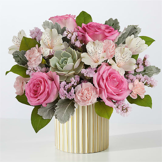 Dusty Rose Bouquet with Ivory Vase – BERMAN'S FLOWERS, Kingsburg CA
