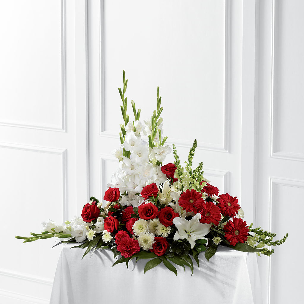 Crimson & White Arrangement – BERMAN'S FLOWERS, Kingsburg CA