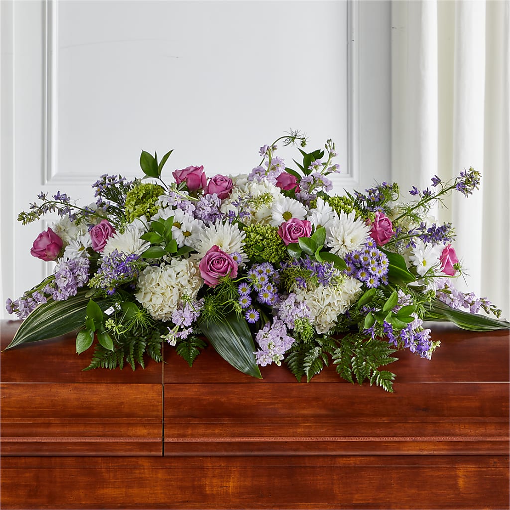 Meadows of Serenity Casket Spray – BERMAN'S FLOWERS, Kingsburg CA