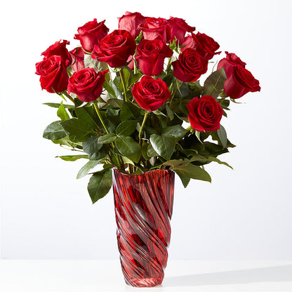 Classic Love Red Rose Bouquet with Luxe Swirl Vase – BERMAN'S FLOWERS, Kingsburg CA