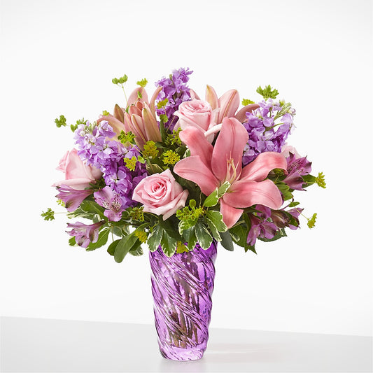 Precious Petals Bouquet with Luxe Swirl Vase – BERMAN'S FLOWERS, Kingsburg CA