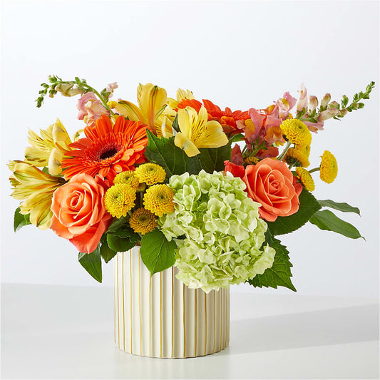 Autumn Sunshine Bouquet with Ivory Vase – BERMAN'S FLOWERS, Kingsburg CA