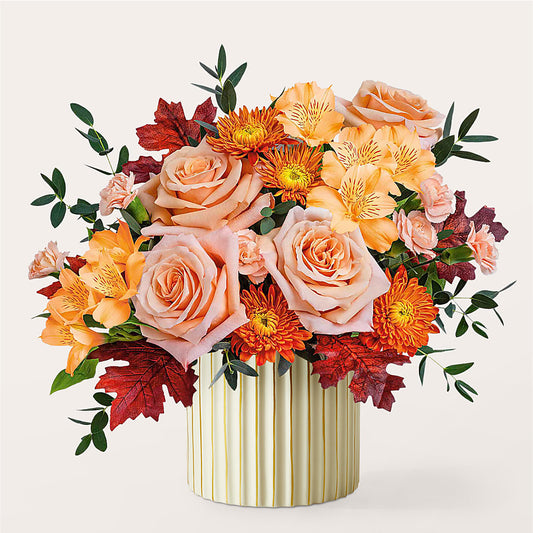 Spiced Latte Bouquet with Ivory Vase – BERMAN'S FLOWERS, Kingsburg CA