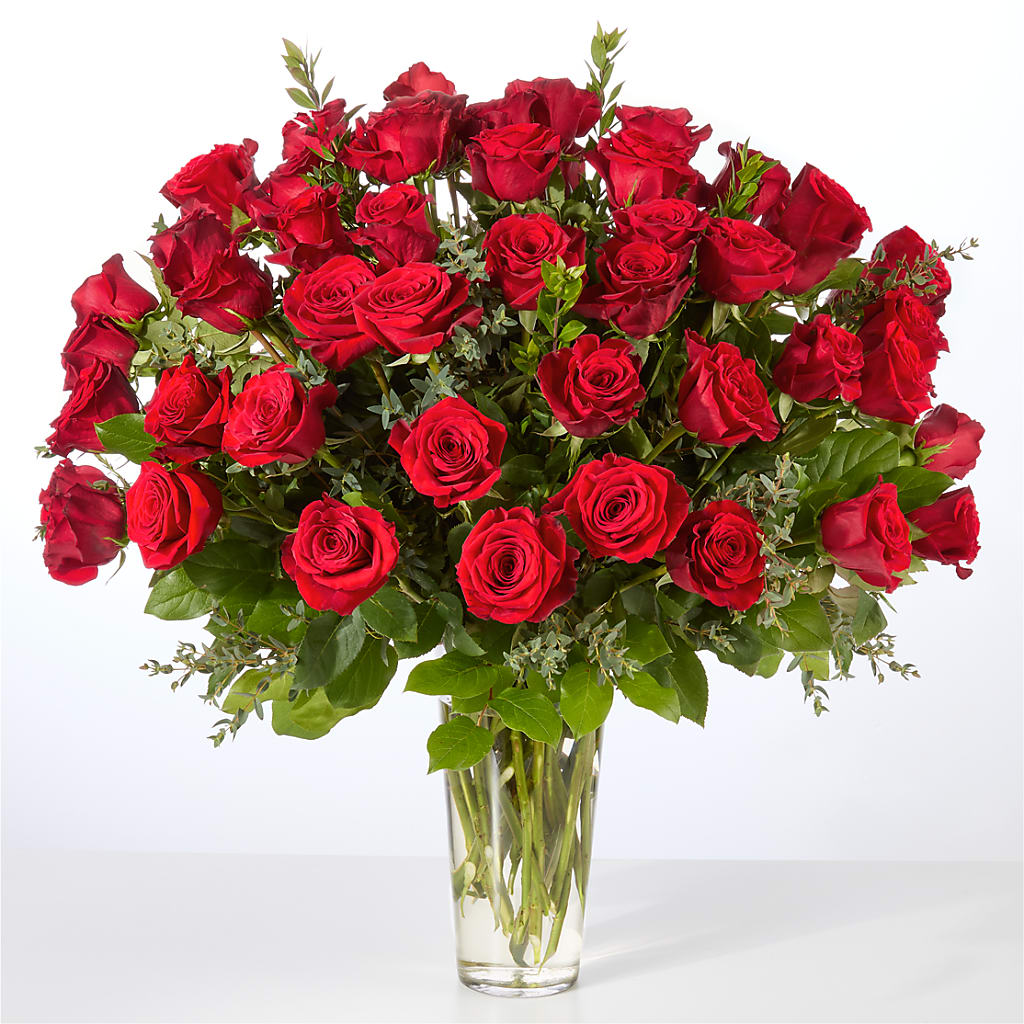 Forever Yours Fifty Stem Red Rose Bouquet – BERMAN'S FLOWERS, Kingsburg CA