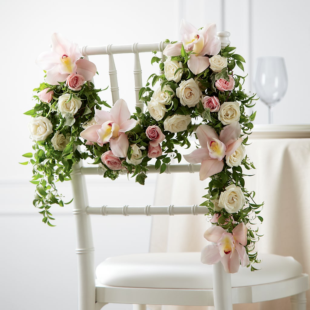 Orchid Rose Chair Décor – BERMAN'S FLOWERS, Kingsburg CA