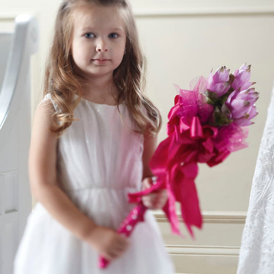 Sparkle Pink Flower Girl Bouquet – BERMAN'S FLOWERS, Kingsburg CA